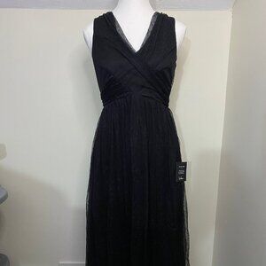NWT Lulus Mesmerized by You Black Dotted Tulle Midi Dress